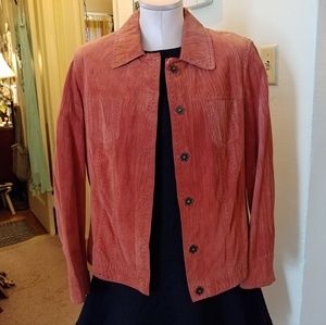 Anne Klein A Line Red Suede Jacket, 100% Leather Jacket